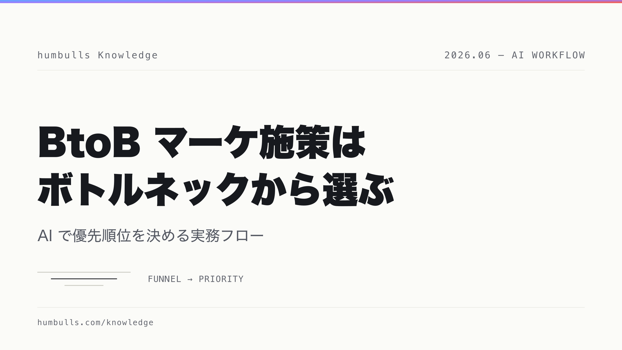 BtoBマーケティング施策の選び方 — AIで優先順位を決める実務フロー